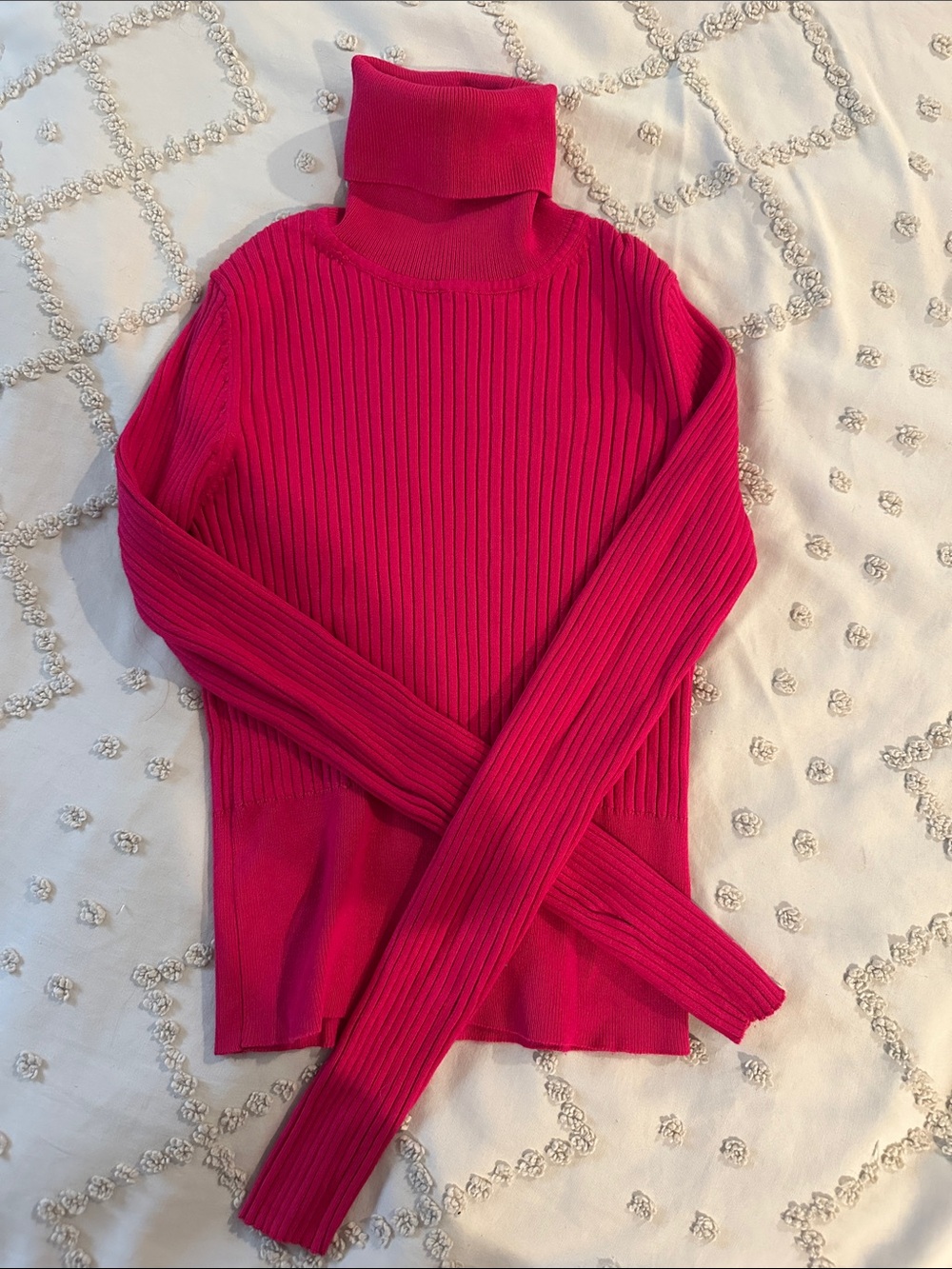 Zara Women's Ribbed Turtleneck Sweater - Hot Pink